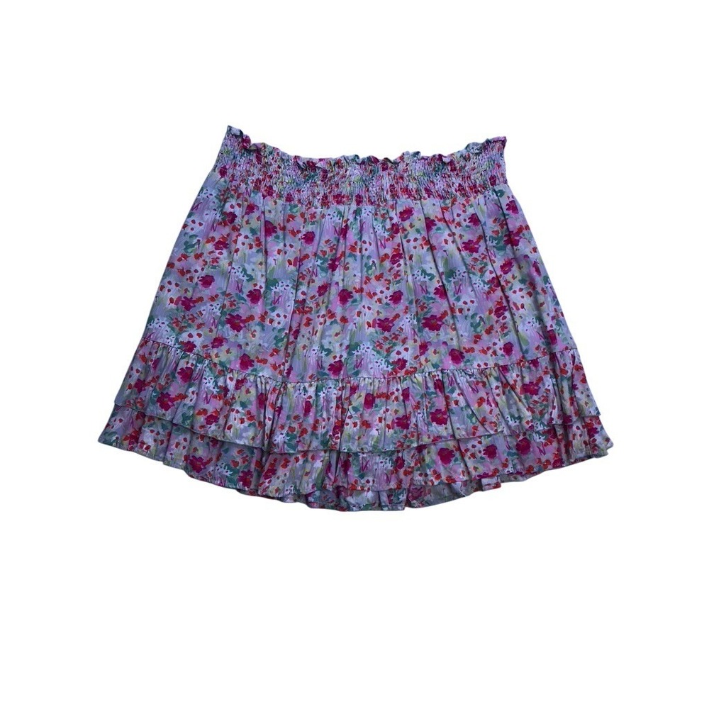 A Beautiful Soul Floral‎ Mini Skirt Womens 3X Multicolor NWOT Smocked Ruffle